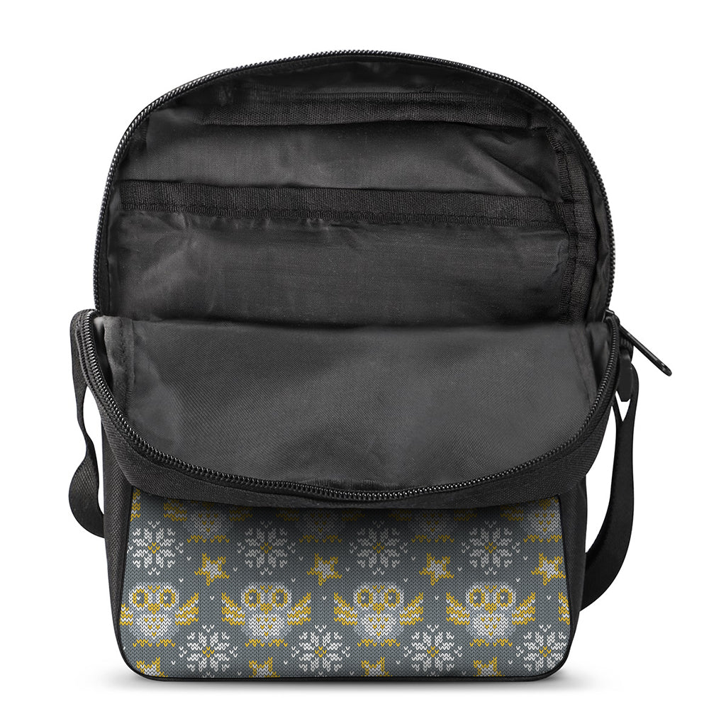 Owl Knitted Pattern Print Rectangular Crossbody Bag