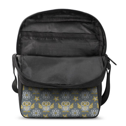 Owl Knitted Pattern Print Rectangular Crossbody Bag