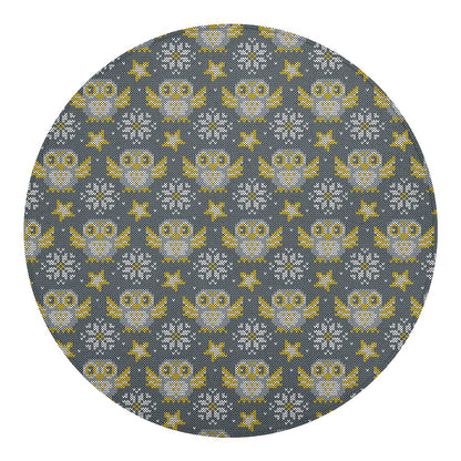Owl Knitted Pattern Print Round Blanket