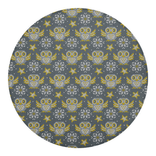 Owl Knitted Pattern Print Round Blanket