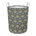 Owl Knitted Pattern Print Round Laundry Basket
