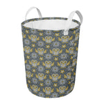 Owl Knitted Pattern Print Round Laundry Basket