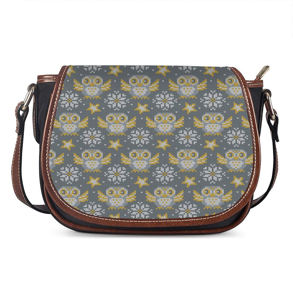 Owl Knitted Pattern Print Saddle Bag