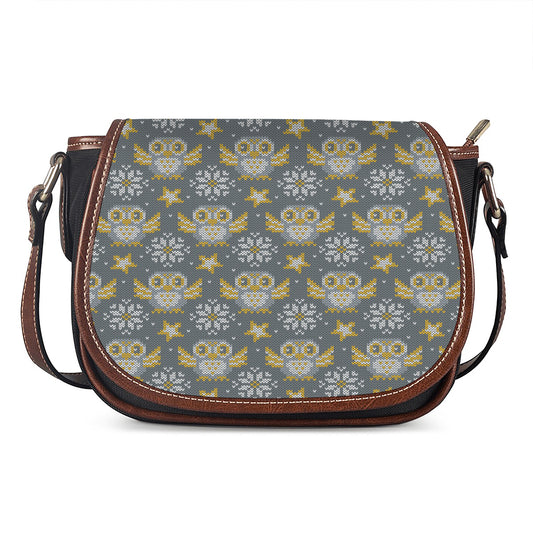 Owl Knitted Pattern Print Saddle Bag