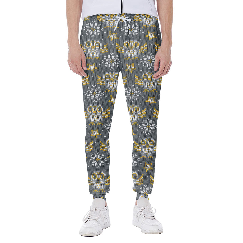 Owl Knitted Pattern Print Scuba Joggers