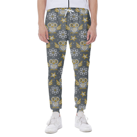 Owl Knitted Pattern Print Scuba Joggers