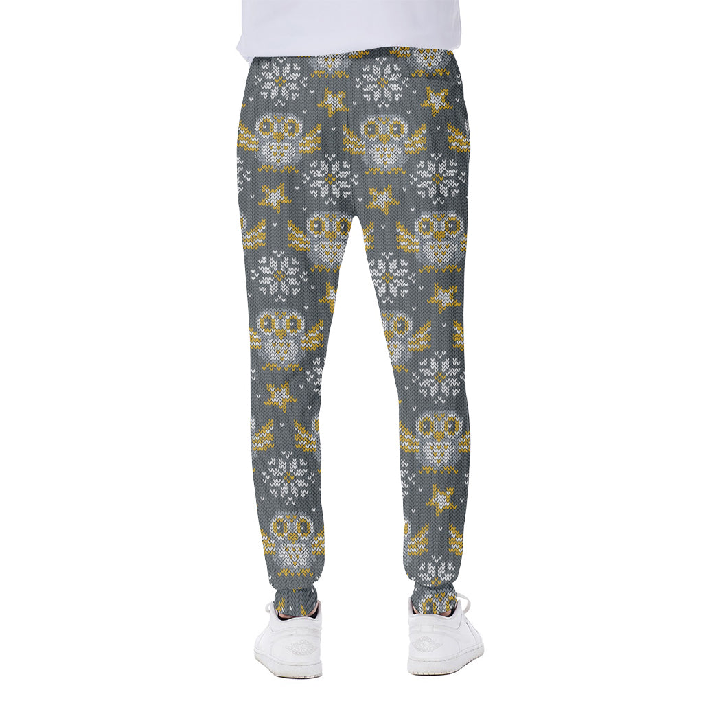 Owl Knitted Pattern Print Scuba Joggers