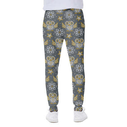 Owl Knitted Pattern Print Scuba Joggers