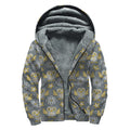 Owl Knitted Pattern Print Sherpa Lined Zip Up Hoodie
