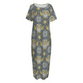 Owl Knitted Pattern Print Short Sleeve Long Nightdress