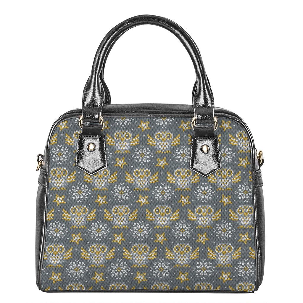 Owl Knitted Pattern Print Shoulder Handbag