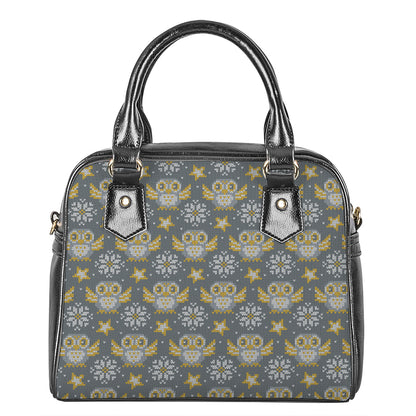 Owl Knitted Pattern Print Shoulder Handbag