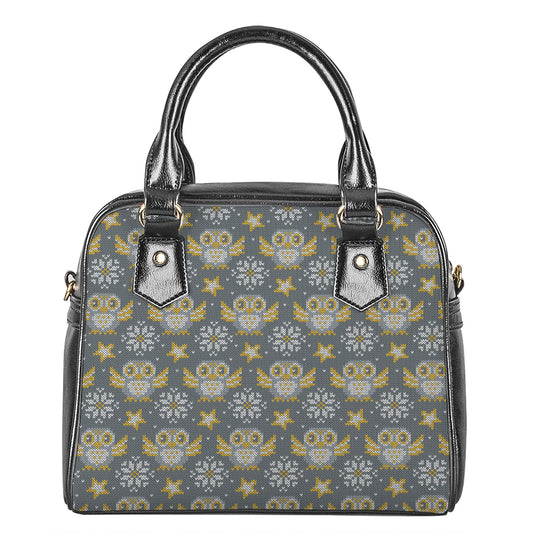 Owl Knitted Pattern Print Shoulder Handbag