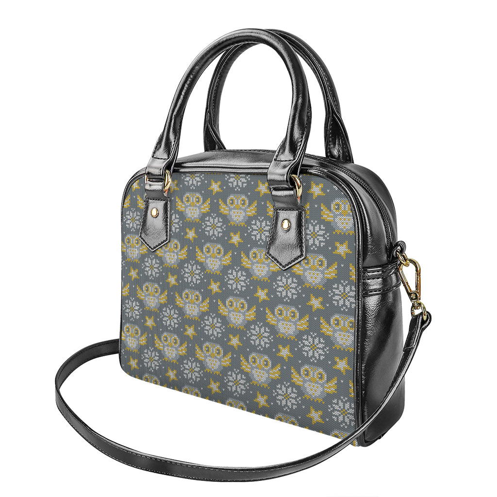 Owl Knitted Pattern Print Shoulder Handbag