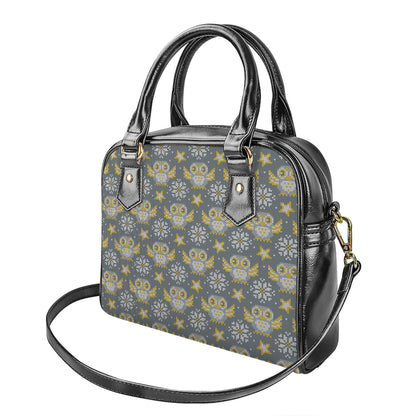 Owl Knitted Pattern Print Shoulder Handbag