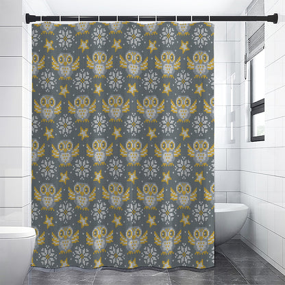 Owl Knitted Pattern Print Shower Curtain