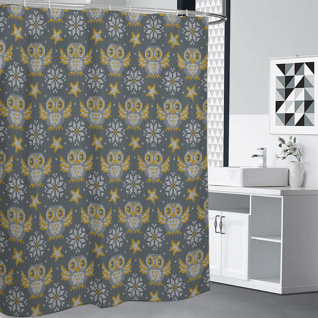 Owl Knitted Pattern Print Shower Curtain