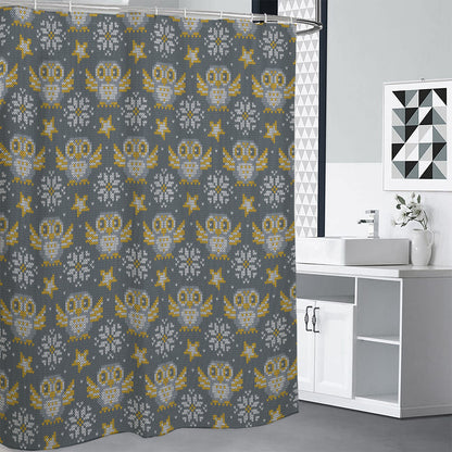 Owl Knitted Pattern Print Shower Curtain