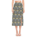 Owl Knitted Pattern Print Side Slit Midi Skirt