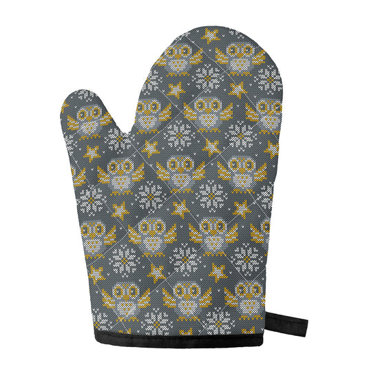 Owl Knitted Pattern Print Single Oven Mitt