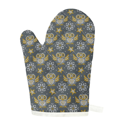 Owl Knitted Pattern Print Single Oven Mitt