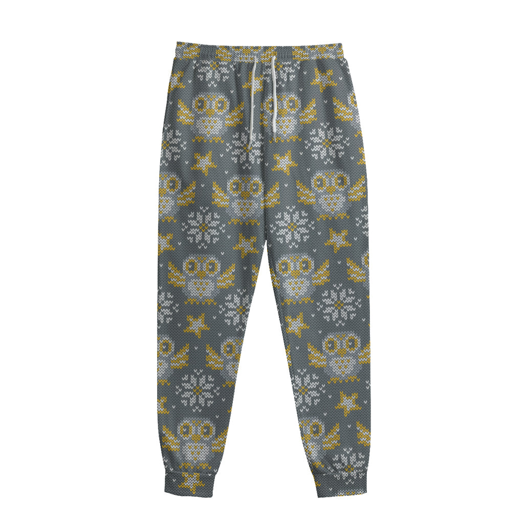 Owl Knitted Pattern Print Sweatpants