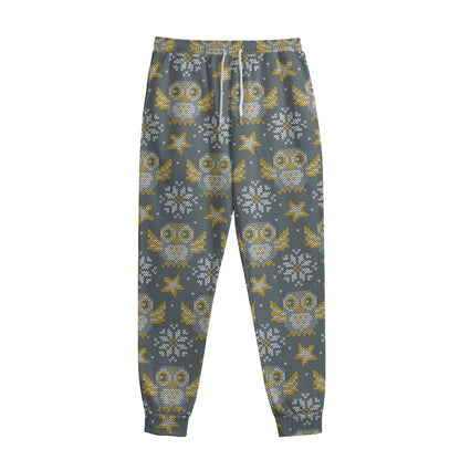 Owl Knitted Pattern Print Sweatpants