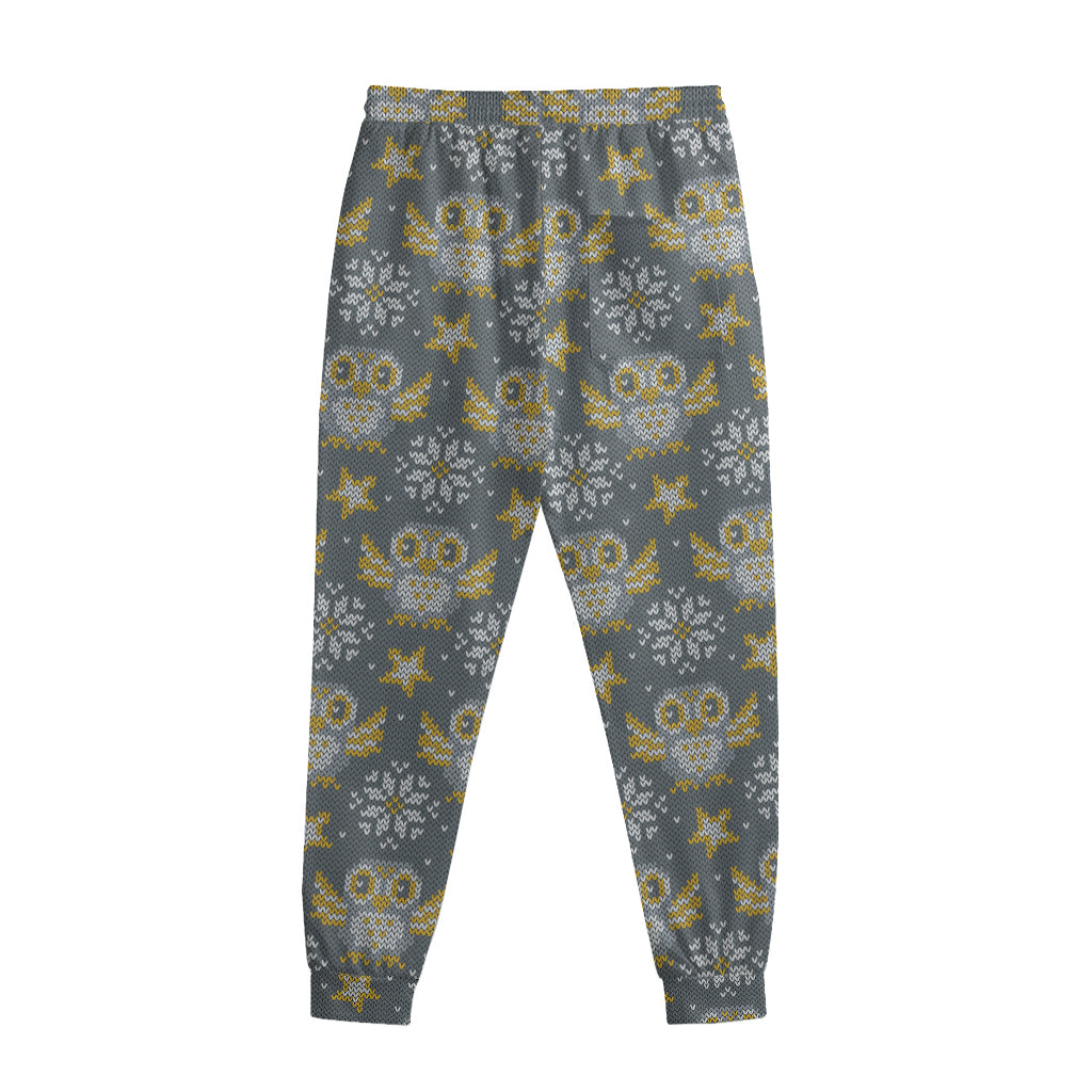 Owl Knitted Pattern Print Sweatpants