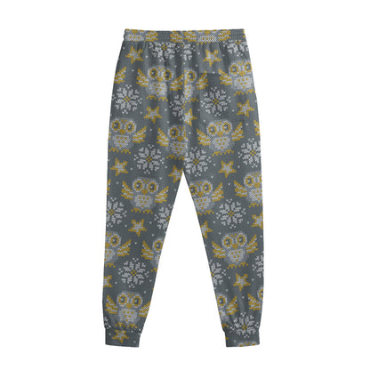 Owl Knitted Pattern Print Sweatpants