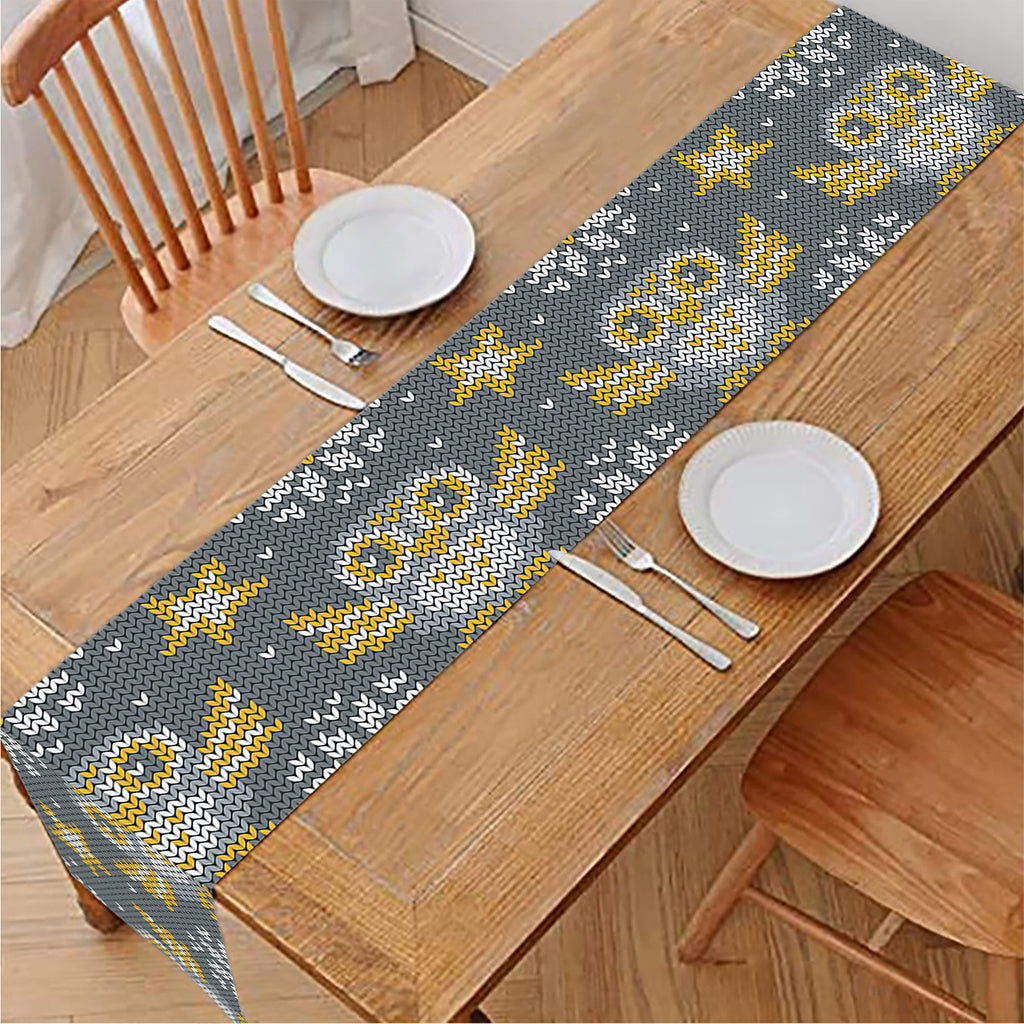 Owl Knitted Pattern Print Table Runner