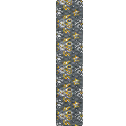 Owl Knitted Pattern Print Table Runner