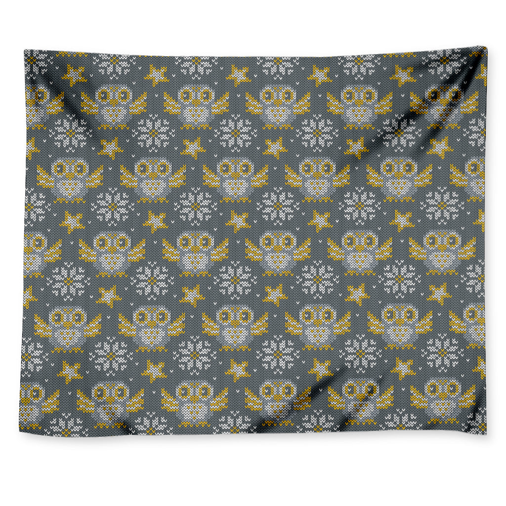 Owl Knitted Pattern Print Tapestry