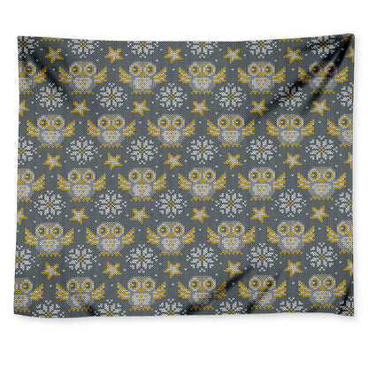Owl Knitted Pattern Print Tapestry
