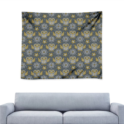 Owl Knitted Pattern Print Tapestry