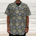 Owl Knitted Pattern Print Textured Short Sleeve Shirt