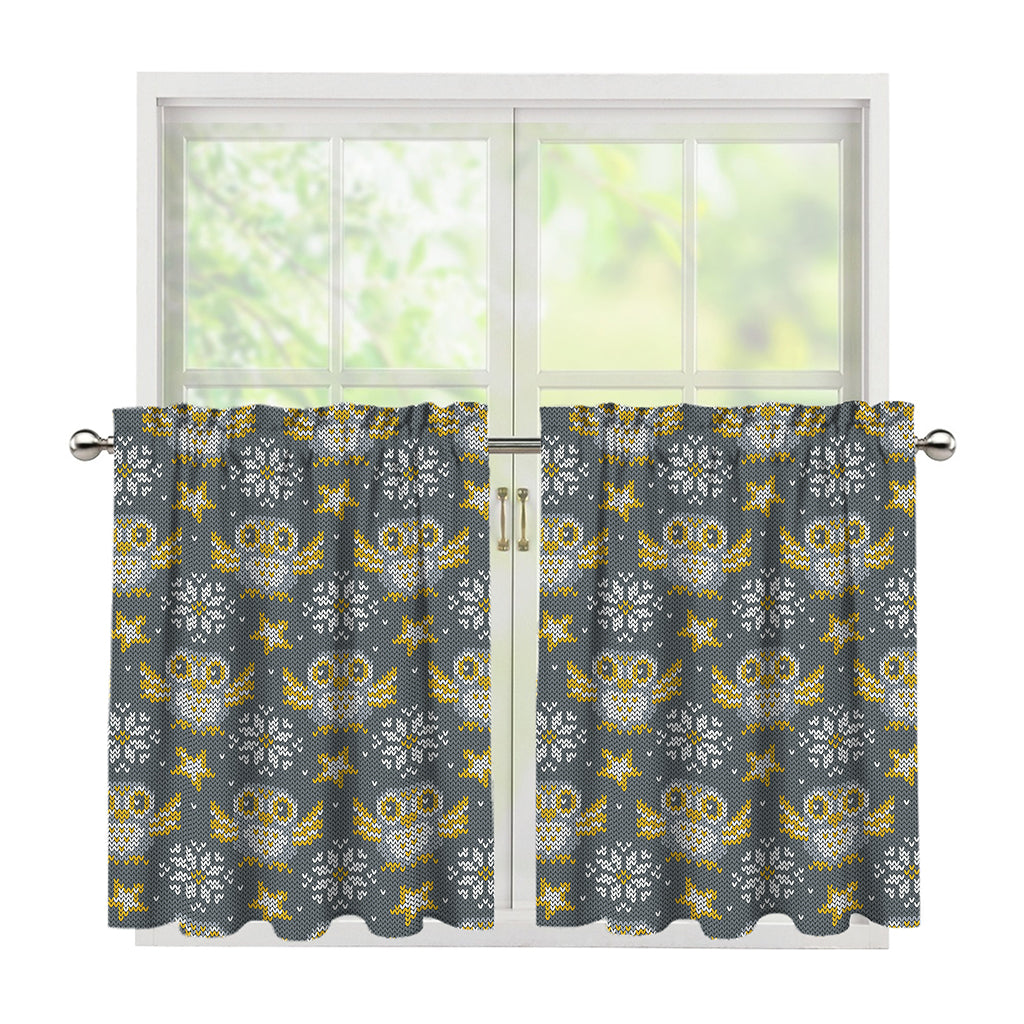Owl Knitted Pattern Print Tier Curtains