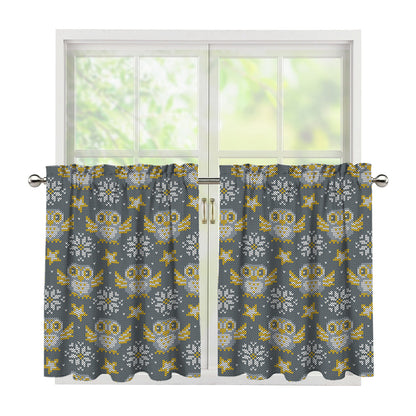 Owl Knitted Pattern Print Tier Curtains