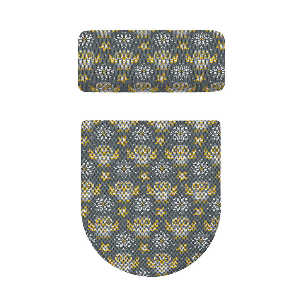 Owl Knitted Pattern Print Toilet Lid And Tank Cover Set