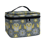 Owl Knitted Pattern Print Travel Makeup Bag
