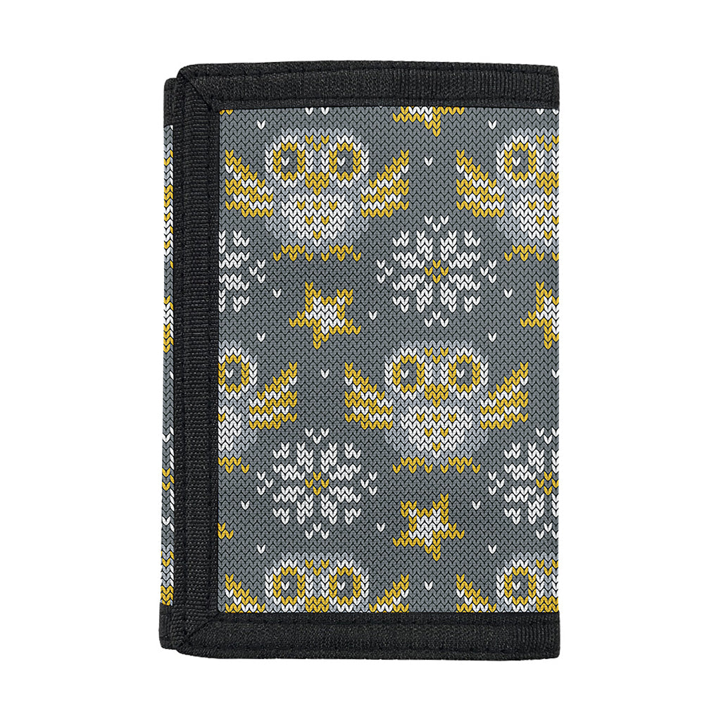 Owl Knitted Pattern Print Trifold Wallet