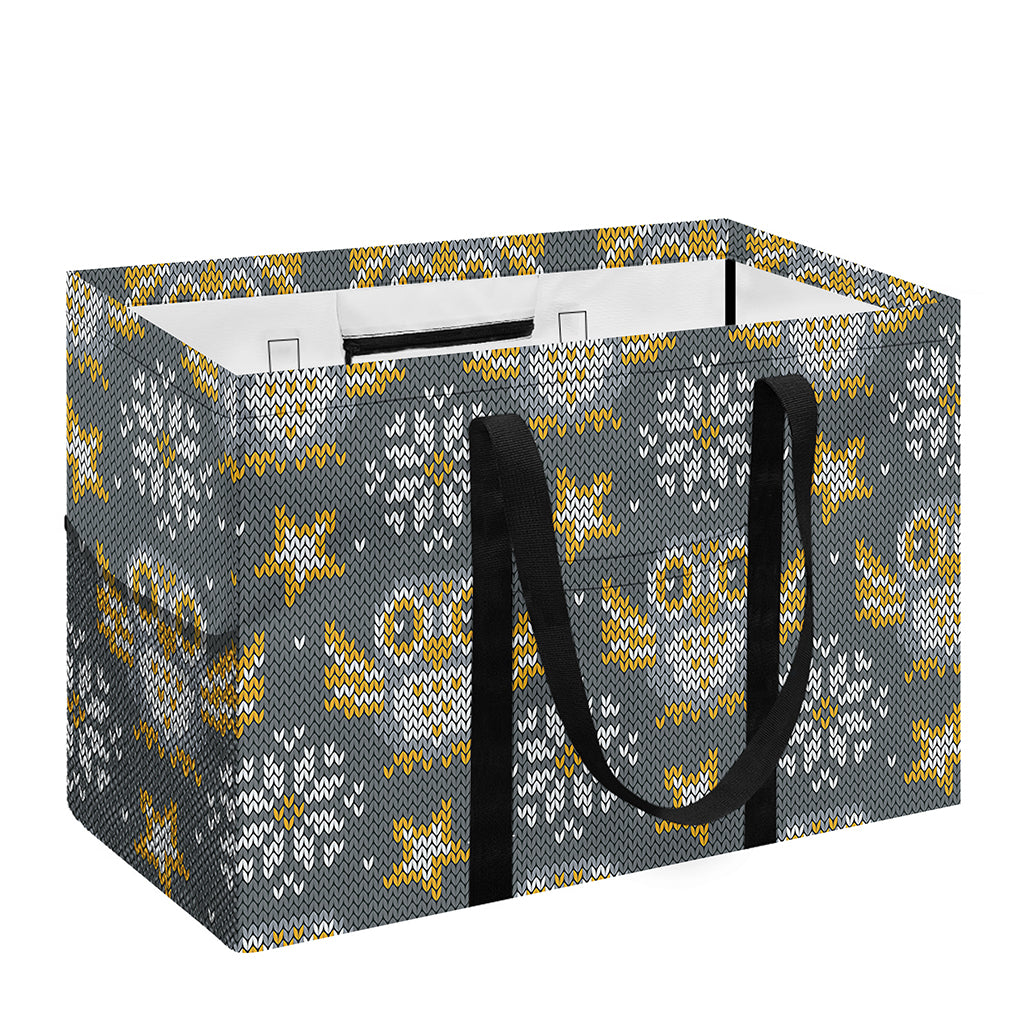 Owl Knitted Pattern Print Utility Tote Bag