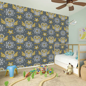 Owl Knitted Pattern Print Wall Sticker