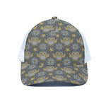 Owl Knitted Pattern Print White Mesh Trucker Cap