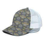 Owl Knitted Pattern Print White Mesh Trucker Cap