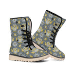 Owl Knitted Pattern Print Winter Boots