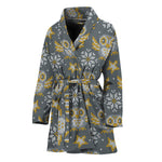 Owl Knitted Pattern Print Women's Bathrobe