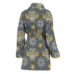 Owl Knitted Pattern Print Women's Bathrobe