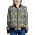 Owl Knitted Pattern Print Women's Bomber Jacket