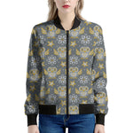 Owl Knitted Pattern Print Women's Bomber Jacket