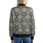 Owl Knitted Pattern Print Women's Bomber Jacket
